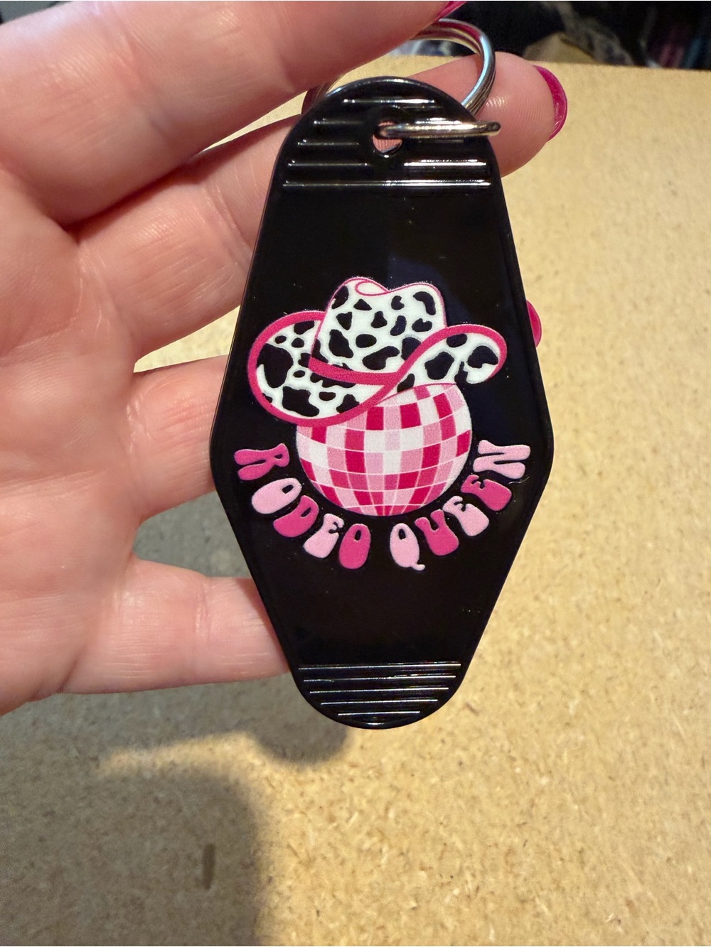 Rodeo Queen Black & Pink Keychain